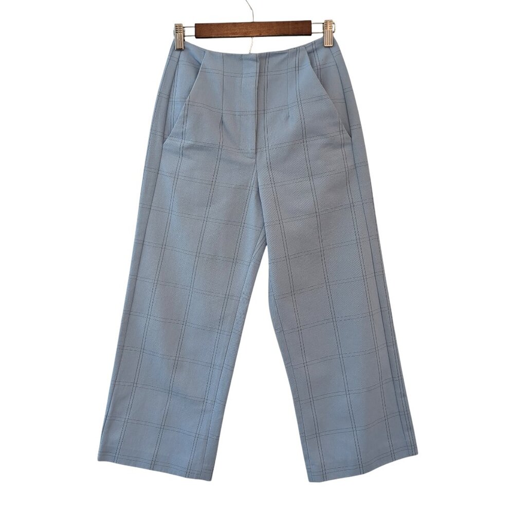 Paul & Joe Sister Womens Size 34 (US 2) Blue Windowpane Check Crop Pocket Pants